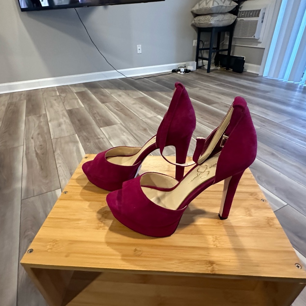 Jessica Simpson suede platforms